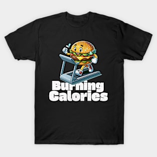 Hamburger on Treadmill Burning Calories T-Shirt